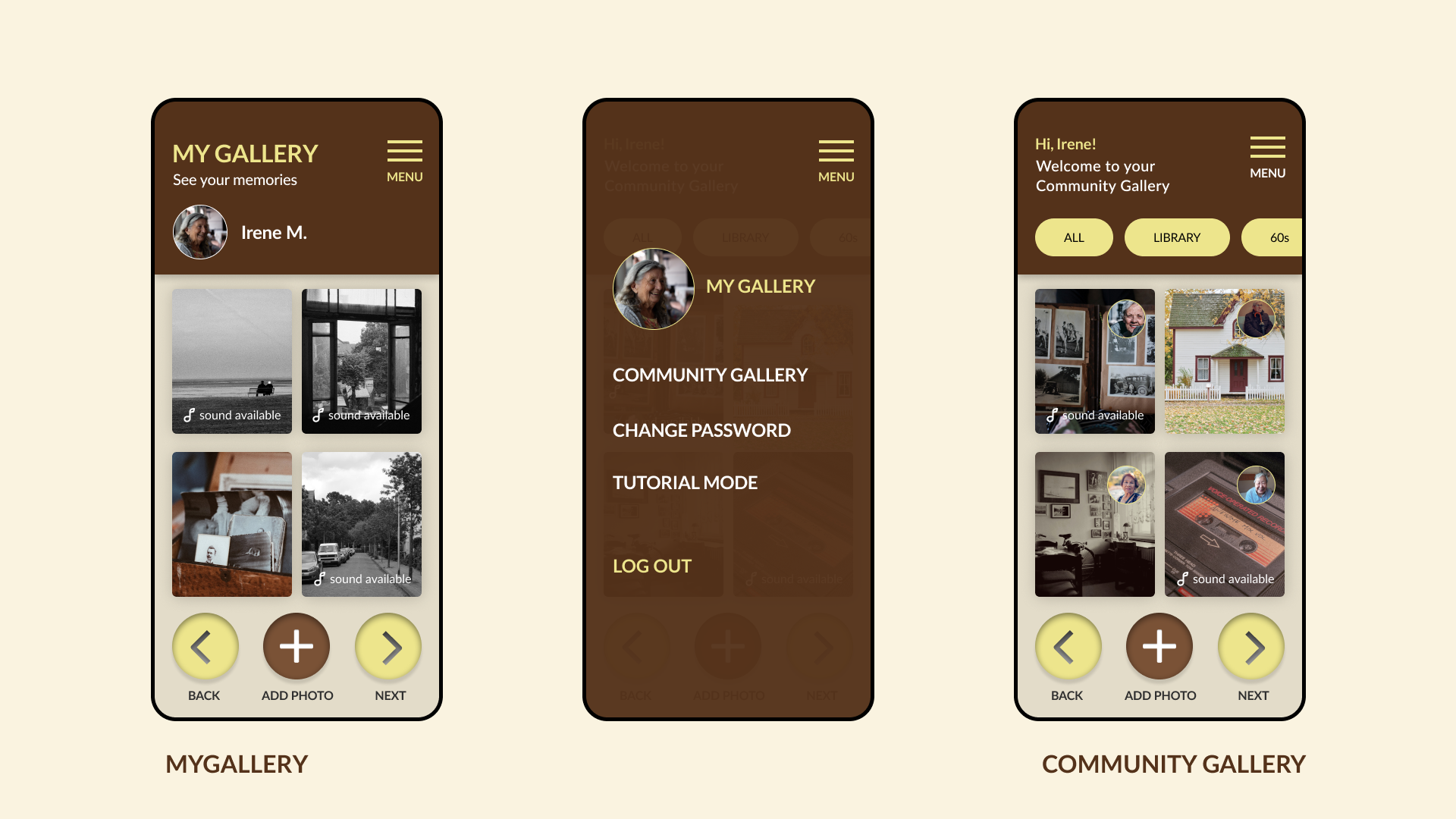 Final design of the My Gallery screen